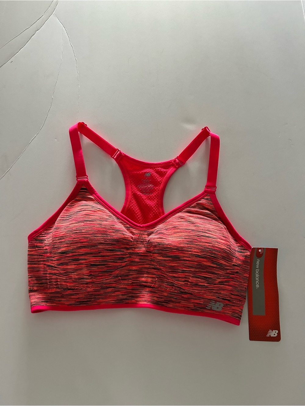 New Balance Pink/Coral Space-Dye Racerback Sports Bra